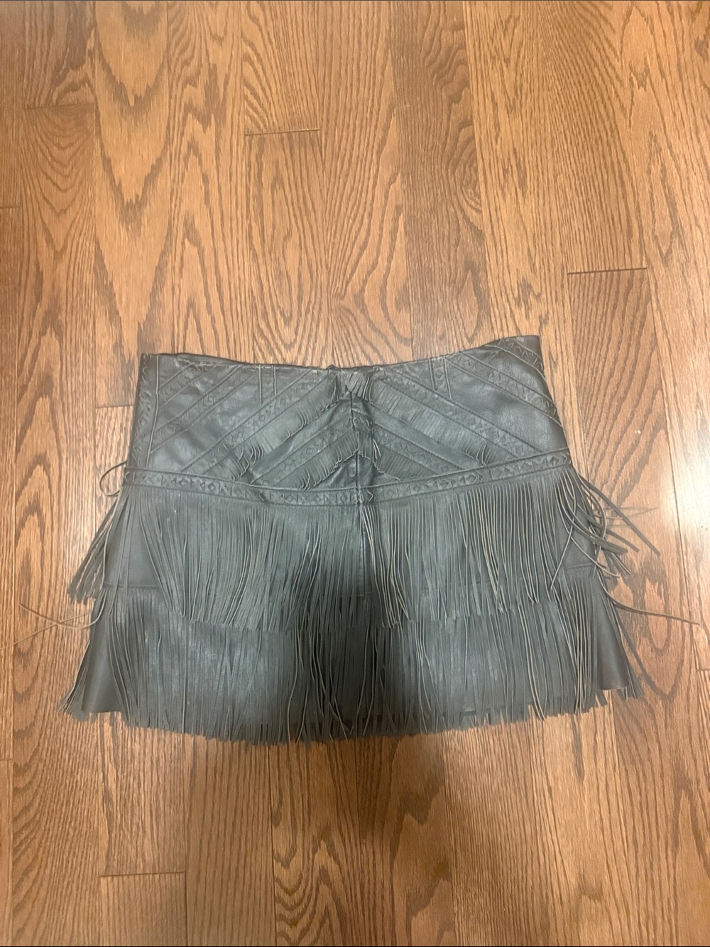 Parker Slate Gray Fringe Mini Skirt